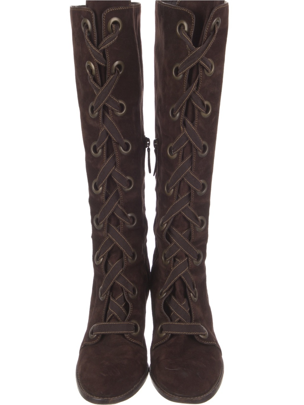 Vintage moschino Tall Lace-Up Suede Boots